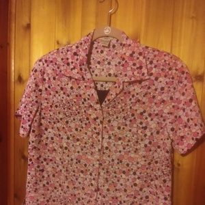*NOTATIONS PINK and BROWN PRINT 2-IN-1 BLOUSE